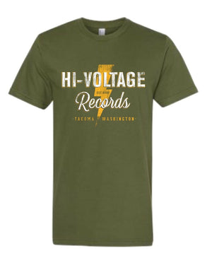 Hi-Voltage Merch Hi-Voltage Distressed Logo T-Shirt - Olive Green