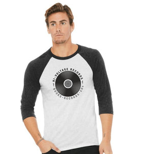 Hi-Voltage Merch Hi-Voltage Records Baseball Tee - White and Heather Gray