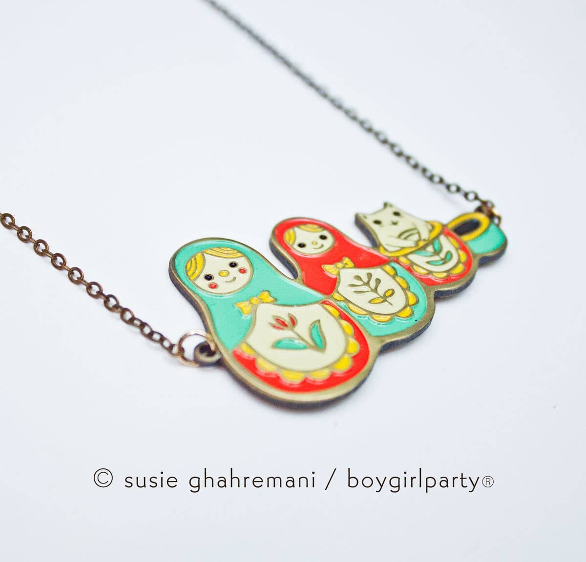 Matryoshka Necklace for Women Russian Nesting Doll Pendant Hi Voltage Records