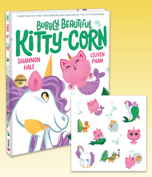 New Book SIGNED COPY OF BUBBLY BEAUTIFUL KITTY-CORN AND TATTOO SHEET 9781419768774