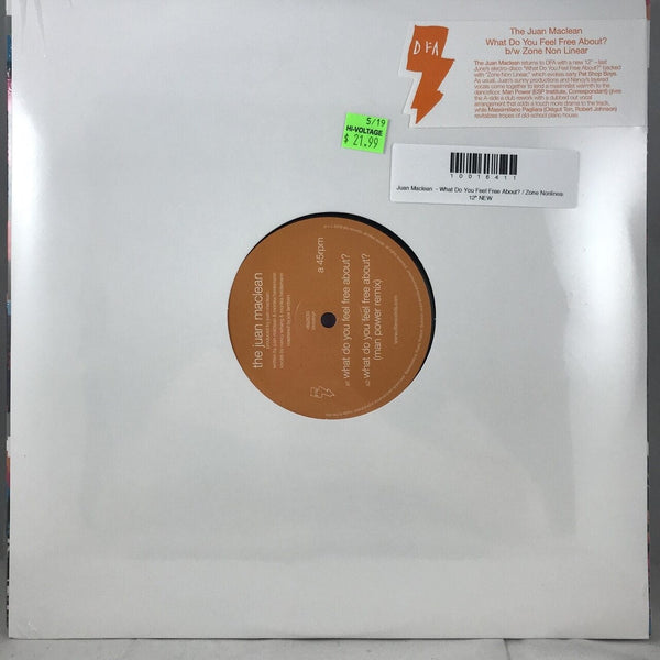 New Vinyl Juan Maclean  - What Do You Feel Free About? - Zone Nonlinear 12" NEW 10016411