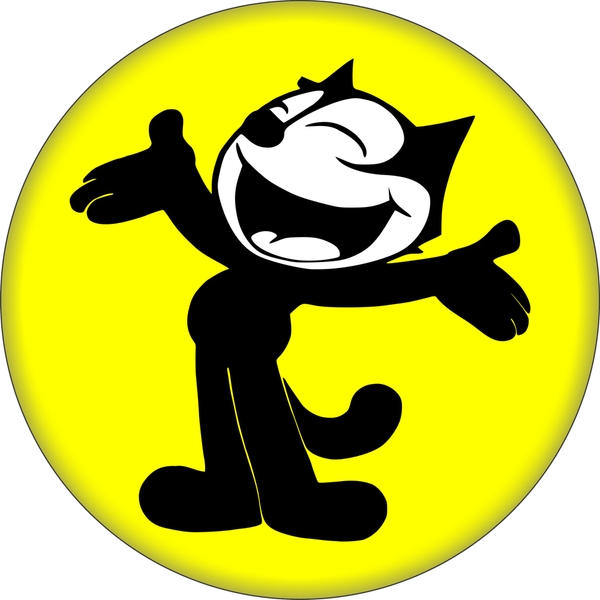 Pin-on Button - 1.5 Inch - Felix The Cat - Posing On Yellow
