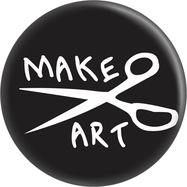 Pin-on Button - 1 Inch - "Make Art" - With Scissors