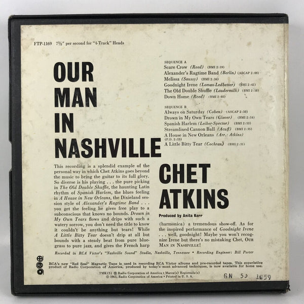 Reel To Reels Chet Atkins - Our Man In Nashville 7 1-2 REEL To REEL TAPE Not Play Tested USED 2458