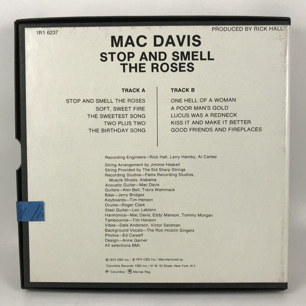 Reel To Reels Mac Davis - Stop and Smell the Roses 3 3-4 Reel to Reel NOT PLAY TESTED USED 2455