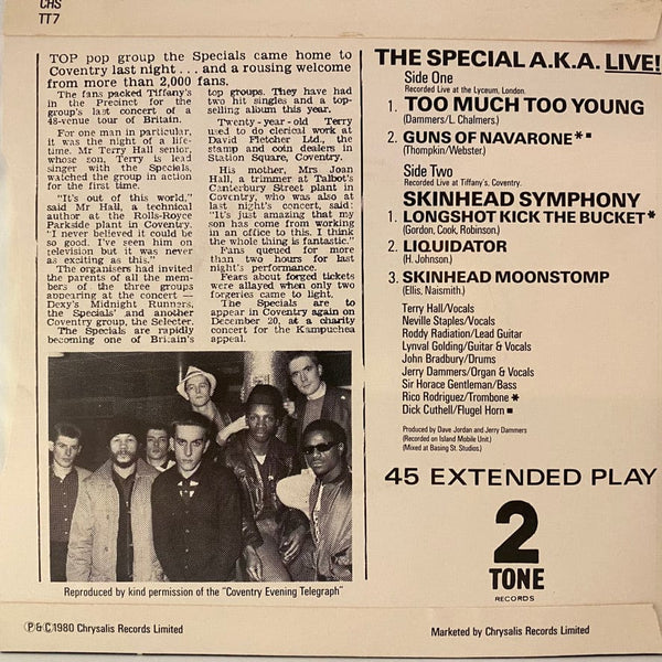 Used 7 inch The Special A.K.A. Featuring Rico – Too Much Too Young 7" USED VG++/VG++ J081322-12