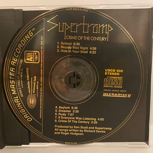 Used CDs Supertramp - Crime Of The Century CD USED VG++/VG+ MFSL J082022-08