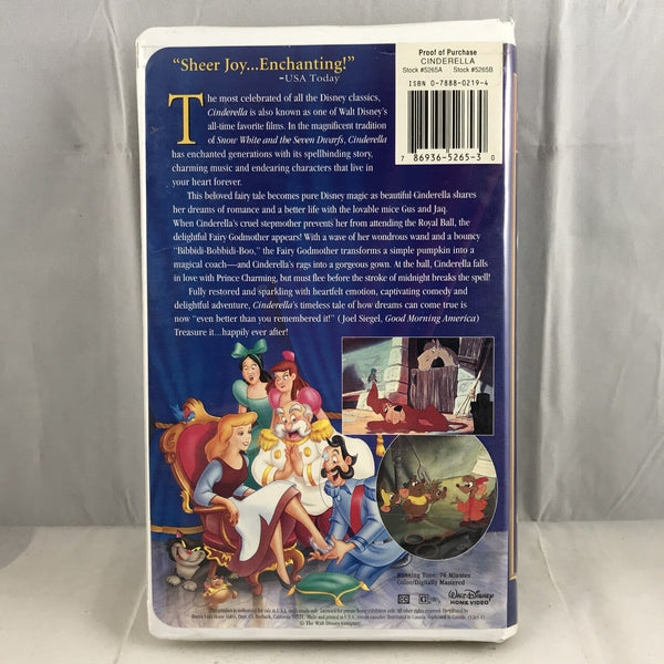 Used VHS Cinderella - VHS Disney USED 1877