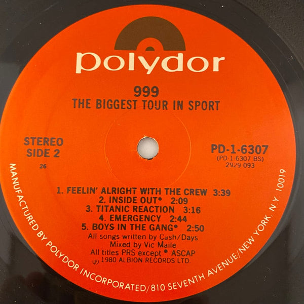 Used Vinyl 999 – The Biggest Tour In Sport LP USED VG++/VG++ J082622-29