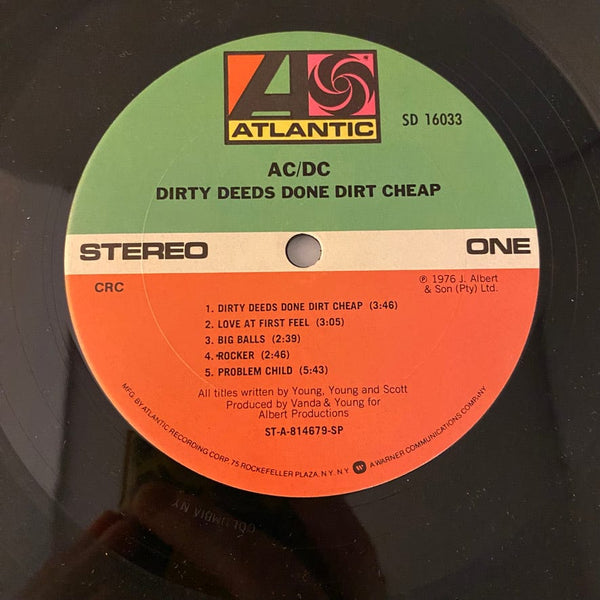 Used Vinyl AC/DC – Dirty Deeds Done Dirt Cheap LP USED VG+/VG 1981 CRC Club Pressing J081824-13