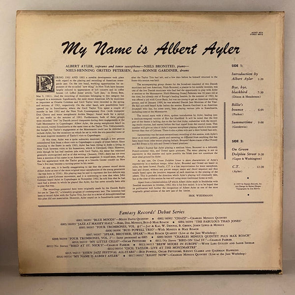 Used Vinyl Albert Ayler – My Name Is Albert Ayler LP USED NM/VG+ J070524-18