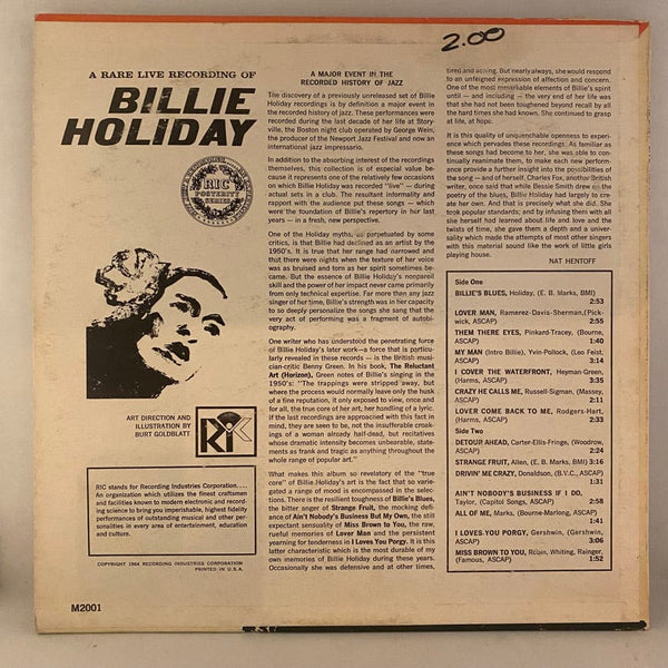 Used Vinyl Billie Holiday – A Rare Live Recording Of Billie Holiday LP USED NM/VG+ 1964 Pressing J070724-15