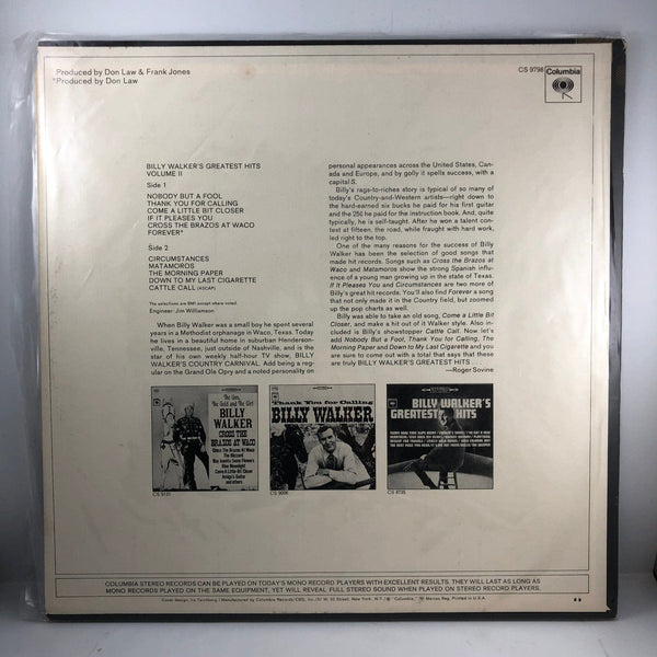 Used Vinyl Billy Walker - Greatest Hits Vol. II LP VG++/VG+ USED I122621-022