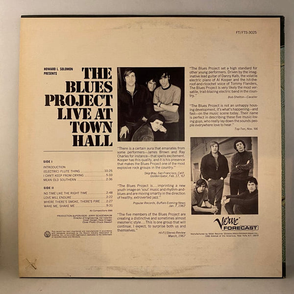 Used Vinyl Blues Project – Live At Town Hall LP USED VG++/VG+ 1967 Pressing J092724-02