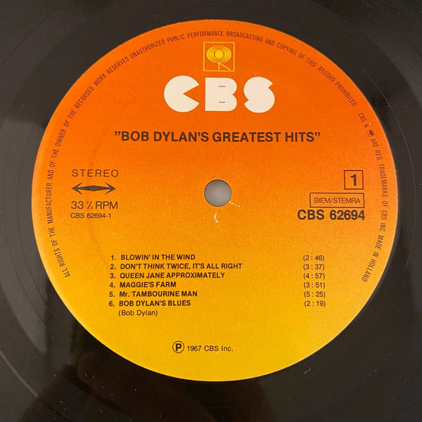 Used Vinyl Bob Dylan – Bob Dylan's Greatest Hits LP USED NM/VG++ Dutch Pressing J021924-06