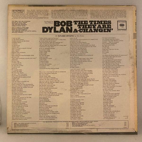 Used Vinyl Bob Dylan – The Times They Are A-Changin' LP USED NM/VG+ 1971 Pressing J070724-12