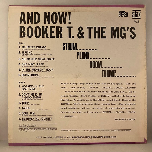 Used Vinyl Booker T. & The MG's – And Now! LP USED VG+/VG++ J021924-11