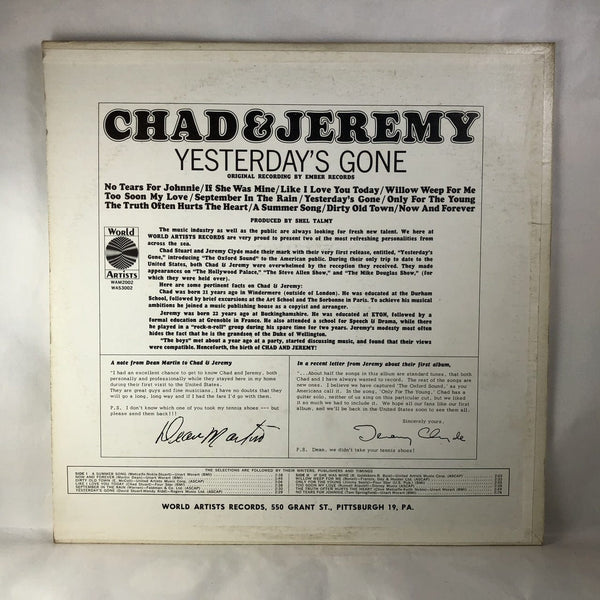 Used Vinyl Chad & Jeremy - Yesterday's Gone LP VG+-VG++ USED 9172