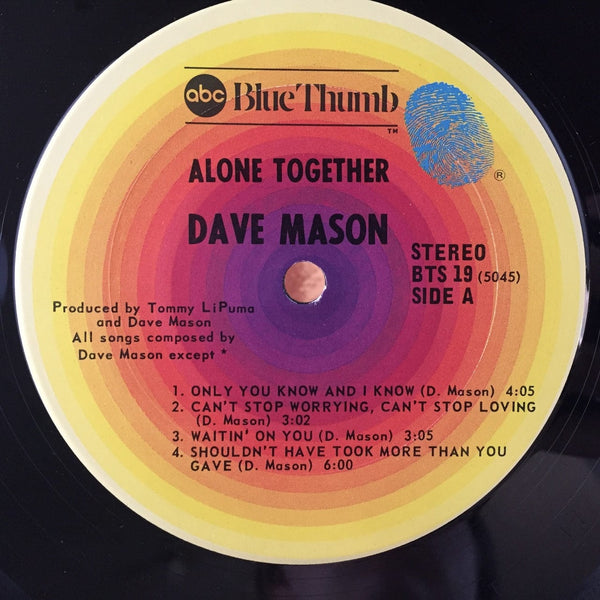 Used Vinyl Dave Mason - Alone Together LP VG++-VG+ USED 4389