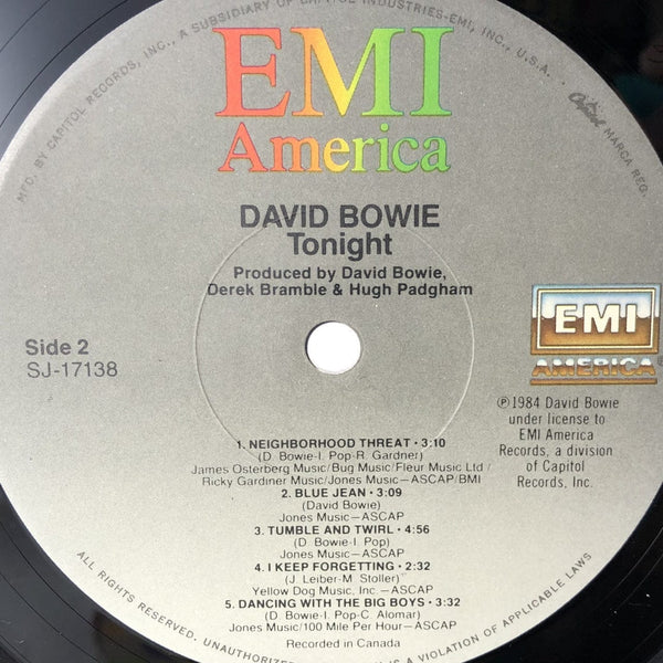 Used Vinyl David Bowie - Tonight LP NM-VG+ USED V2 11834