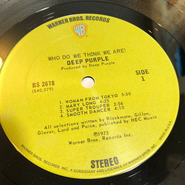 Used Vinyl Deep Purple - Who Do We Think We Are LP VG+/VG++ USED V2 13644