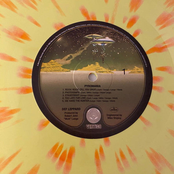 Used Vinyl Def Leppard – Pyromania LP USED NM/NM Yellow/Orange Splatter J060224-12