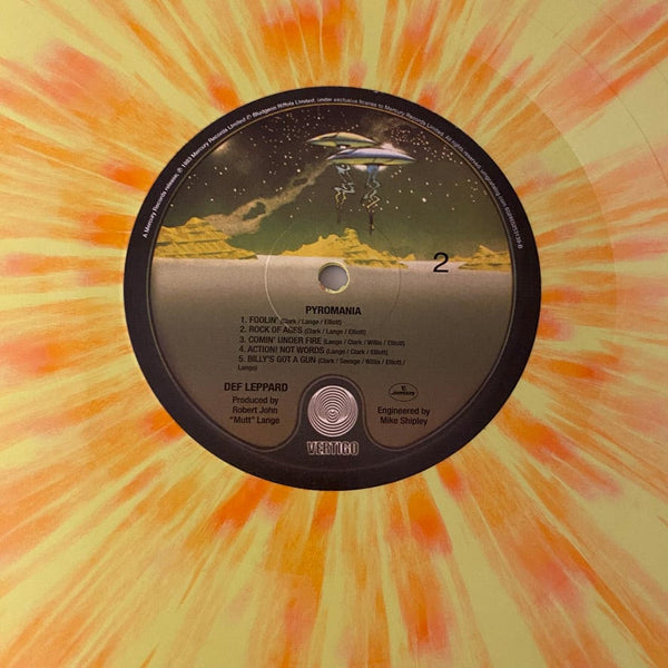 Used Vinyl Def Leppard – Pyromania LP USED NM/NM Yellow/Orange Splatter J060224-12