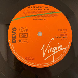 Used Vinyl Devo – Q: Are We Not Men? A: We Are Devo! LP USED VG++/VG+ European Pressing J042024-03