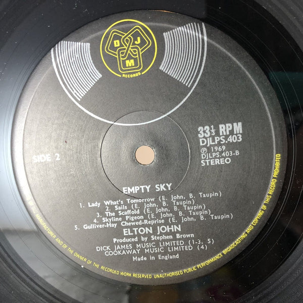 Used Vinyl Elton John - Empty Sky LP UK Import VG++-VG++ USED 9275