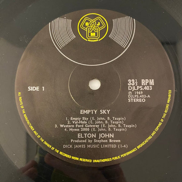 Used Vinyl Elton John – Empty Sky LP USED NM/VG++ UK Pressing J110622-19