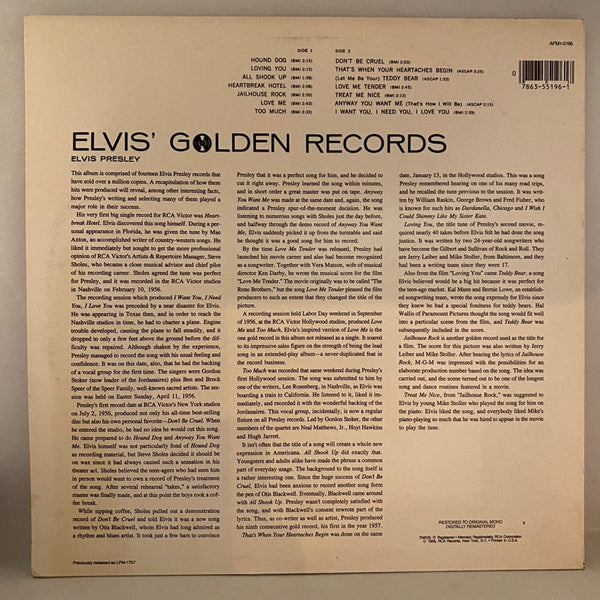 Used Vinyl Elvis Presley – Elvis' Golden Records LP USED VG++/VG+ 1984 Pressing J080224-02