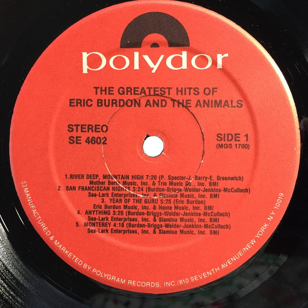 Used Vinyl Eric Burdon and the Animals - Greatest Hits LP NM-VG++ USED 5823