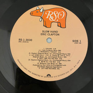 Used Vinyl Eric Clapton – Slowhand LP USED VG++/VG+ 1977 Pressing J092824-02