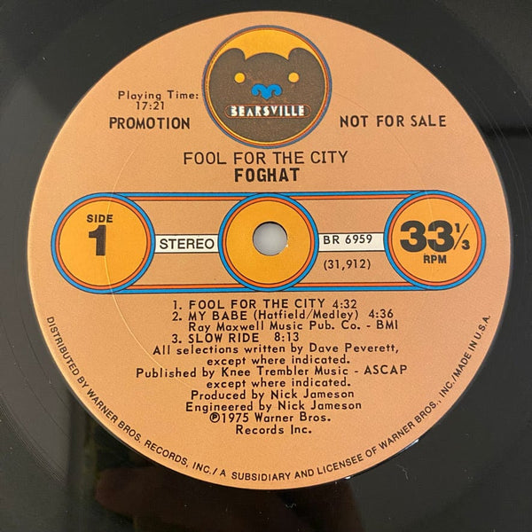 Used Vinyl Foghat – Fool For The City LP USED VG++/VG Promo J092222-15