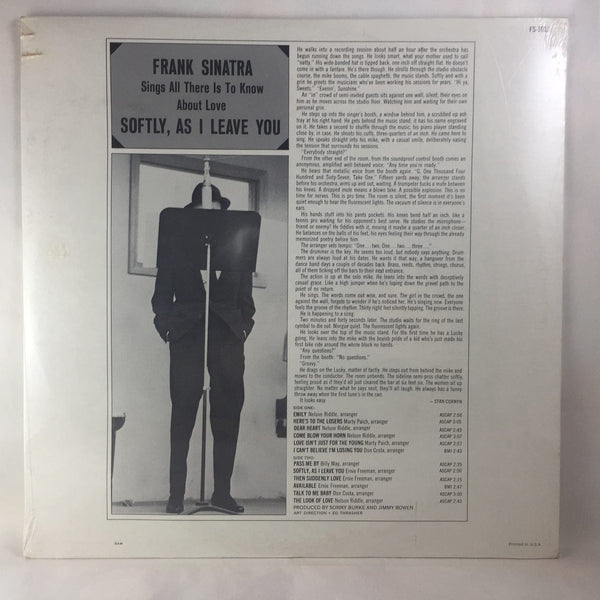 Used Vinyl Frank Sinatra - Softly, As I Leave You LP SEALED NOS USED 8474