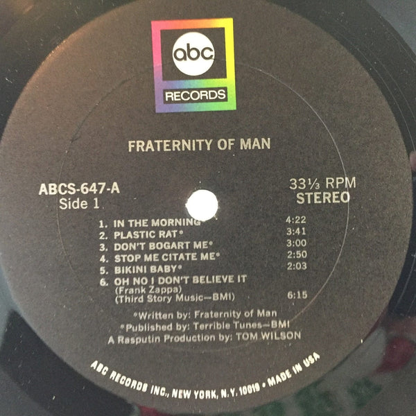 Used Vinyl Fraternity of Man - Self Titled LP NM-VG+ USED 7429