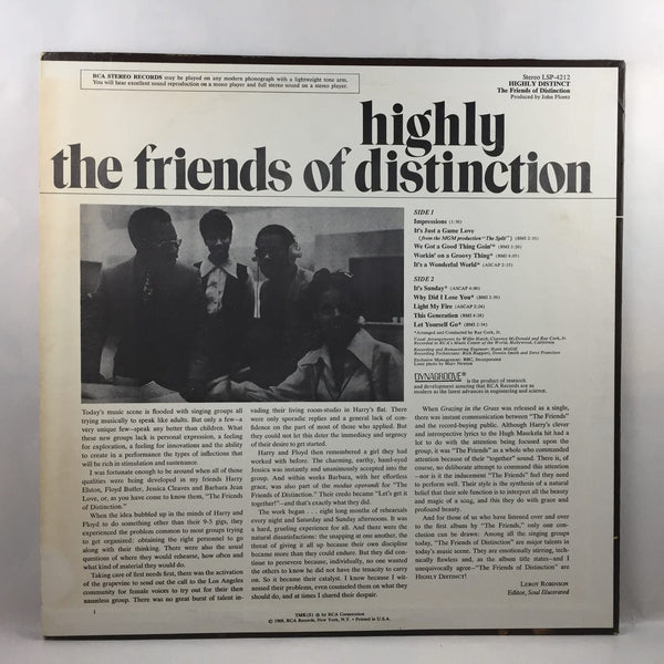 Used Vinyl Friends of Distinction - Highly Distinct LP NM-VG+ USED 5411