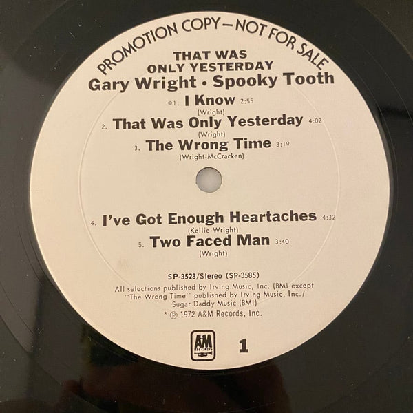 Used Vinyl Gary Wright - Spooky Tooth – That Was Only Yesterday 2LP USED VG++/VG Promo J092322-02