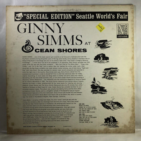 Used Vinyl Ginny Simms - At Ocean Shores LP Yellow Vinyl VG-G USED 11984