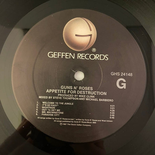 Used Vinyl Guns N' Roses – Appetite For Destruction LP USED NM/VG++ 1987 Uncensored Cover w/ Cross Tattoo Sticker J082423-09