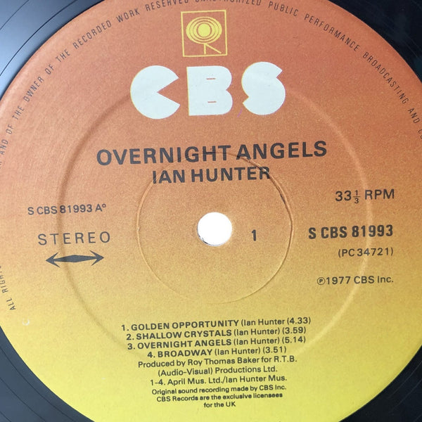 Used Vinyl Ian Hunter - Overnight Angels LP UK Pressing NM-VG++ USED V2 11468