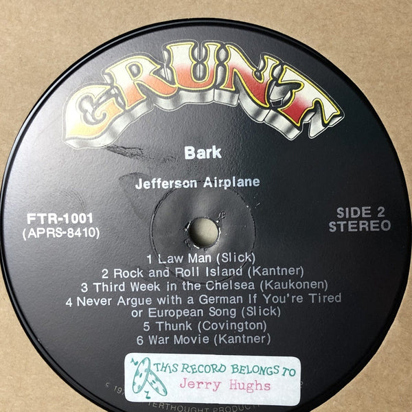 Used Vinyl Jefferson Airplane - Bark LP Paper Bag Sleeve VG++-NM USED 12746