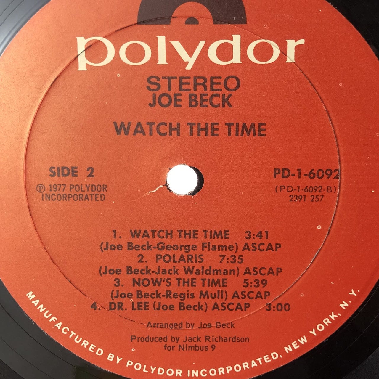 Joe Beck - Watch the Time LP VG++-VG++ USED – Hi-Voltage Records