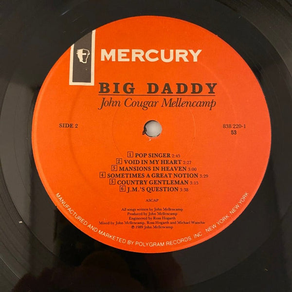 Used Vinyl John Cougar Mellencamp – Big Daddy LP USED VG++/VG J010724-06