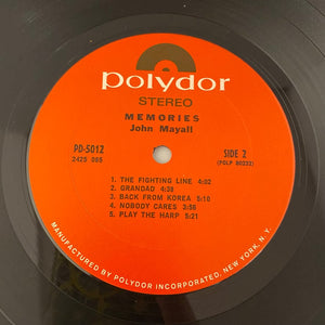 Used Vinyl John Mayall / Jerry McGee / Larry Taylor - Memories LP USED NM/VG++ J072422-13