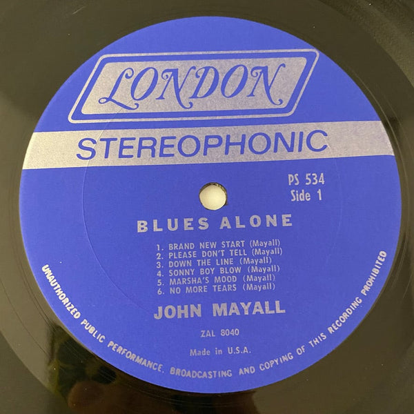 Used Vinyl John Mayall - The Blues Alone LP USED NM/VG+ J072422-11