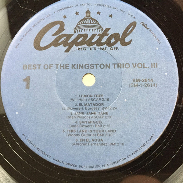 Used Vinyl Kingston Trio - Best of Vol. III LP NM-NM USED 5558