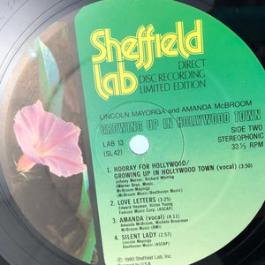 Used Vinyl Lincoln Mayorga & Amanda McBroom - Growing Up in Hollywood Town LP Sheffield Labs Audiophile VG+/VG+ USED 13914