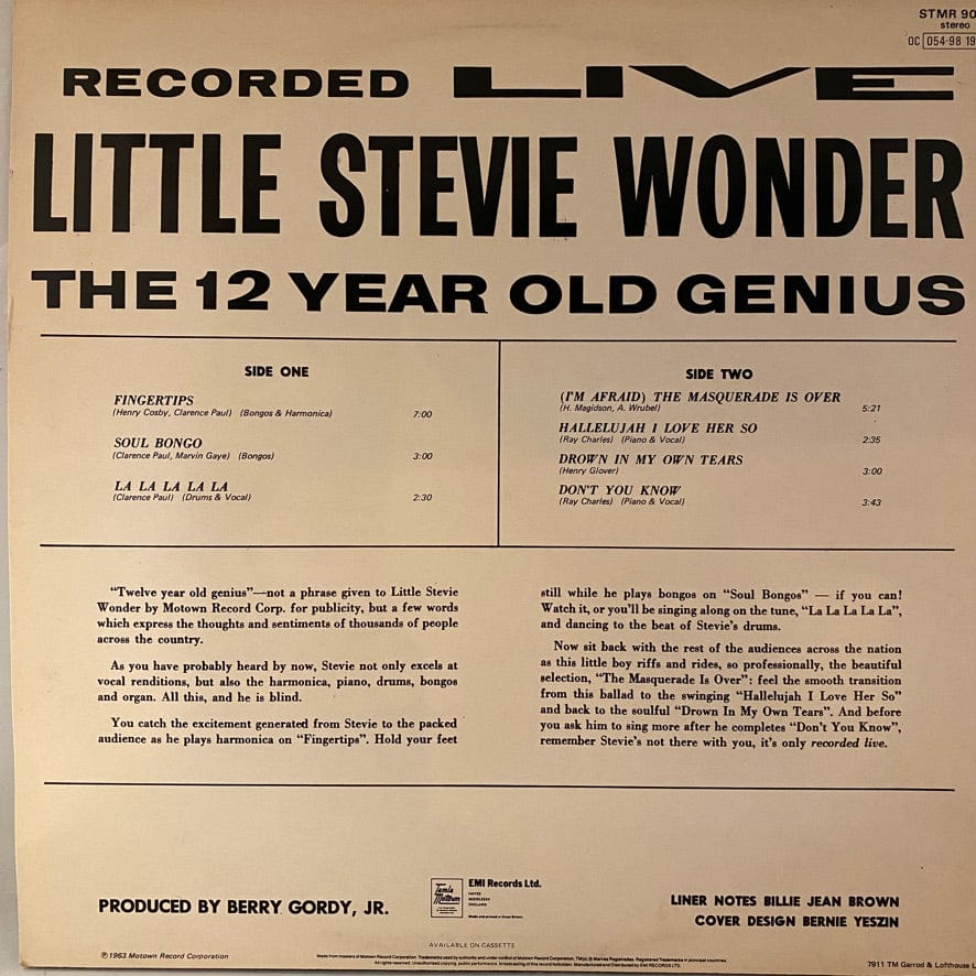 Little Stevie Wonder – The 12 Year Old Genius Recorded Live LP
