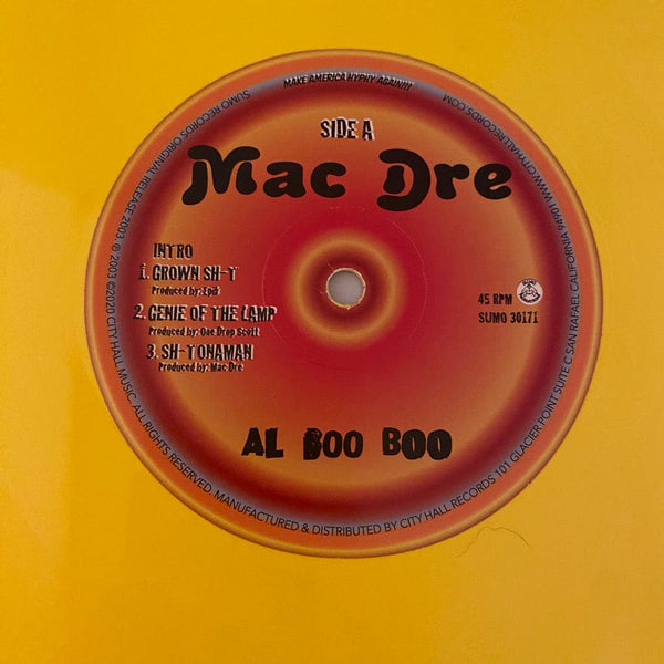 Used Vinyl Mac Dre – Al Boo Boo 2LP USED NM/NM Yellow/Orange Vinyl J081524-05